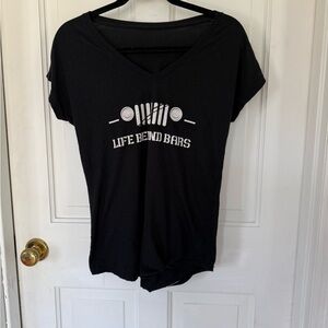 Jeep Black Tee with White Barbell Graphic